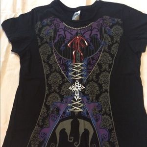 No brand corset print T-shirt goth